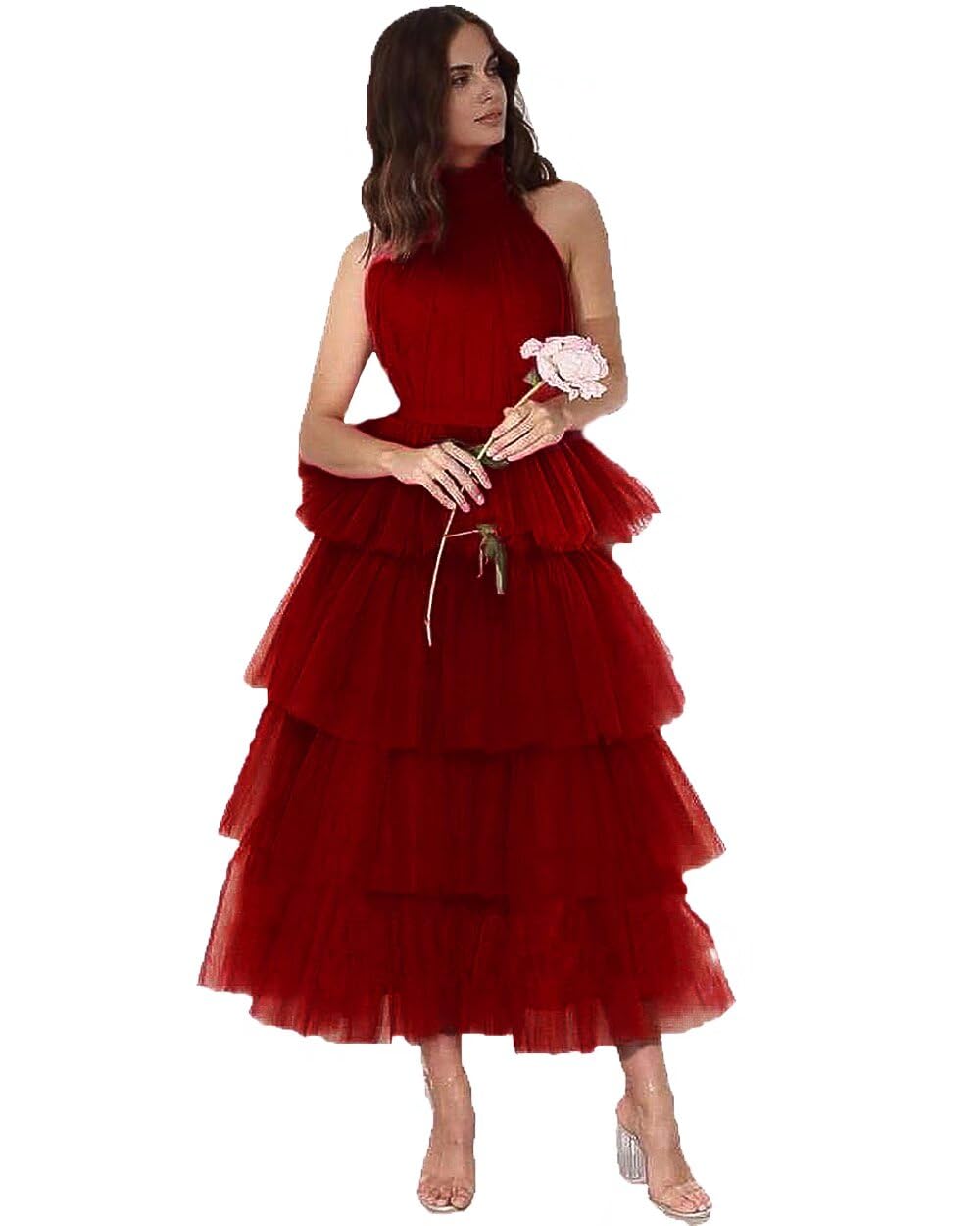 Elegant Women's Halter Homecoming Dresses | Tiered Tulle Prom Gowns | A-Line Evening Party Dresses for Formal Events, Dances & Special Occasions