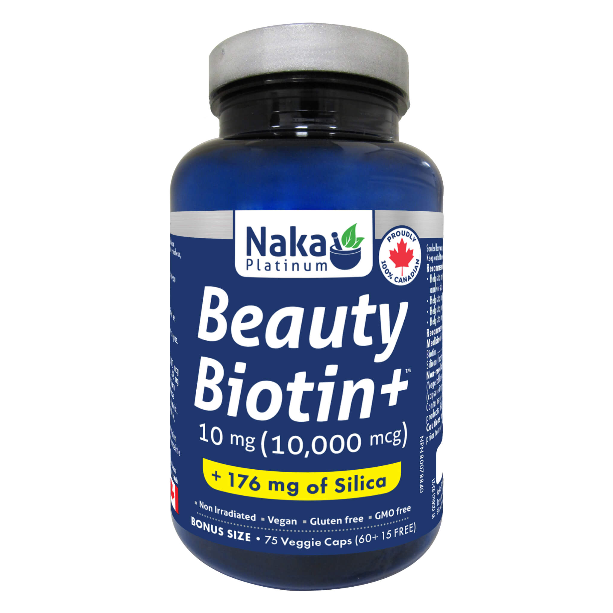 Plat Biotin Plus 10,000mcg with 176mg Silica - Hair Growth Supplement for Stronger Nails & Healthy Skin - Perfect for Daily Wellness Routine & Beauty Regimen