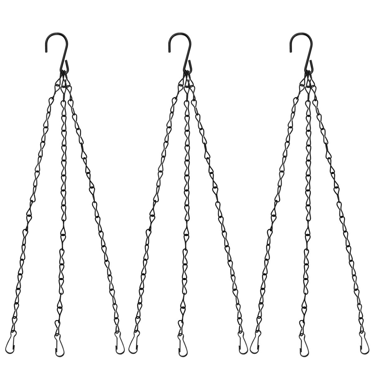 Enenes 19.7 Inch Black Anti-Rust Hanging Chains - 3 Point Plant Holder for Bird Feeders, Planters, Lanterns, Wind Chimes & Flower Pots | Durable Outdoor Garden Decor for Patio, Balcony & Backyard