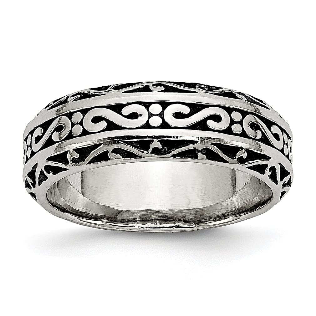 ICE CARATS 7mm Stainless Steel Swirl Design Wedding Band Ring for Women - Elegant Fashion Jewelry Gift for Her, Perfect for Anniversaries, Engagements & Special Occasions