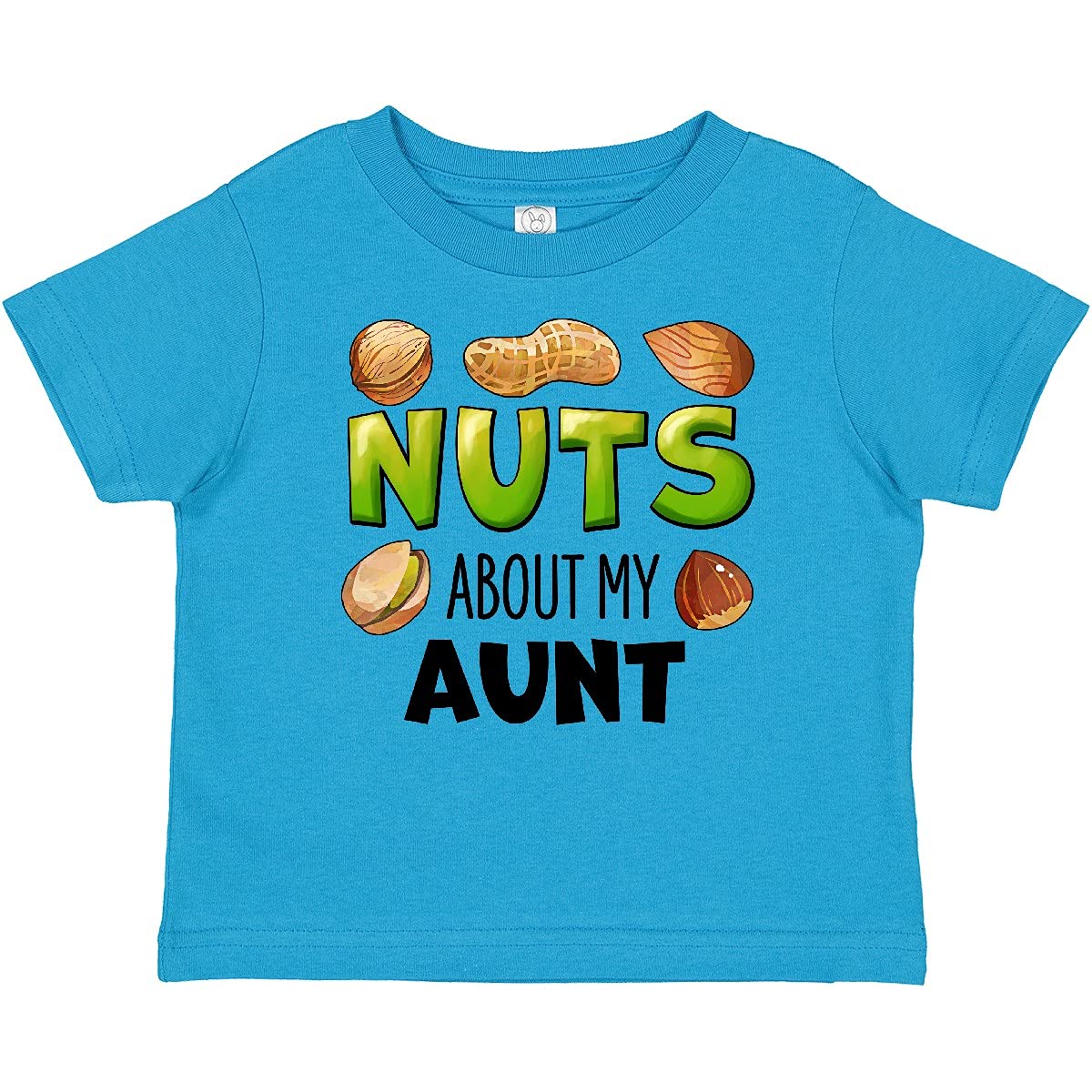 Inktastic 'Nuts About My Aunt' Peanut Almond Pistachio Baby T-Shirt - Cute Funny Auntie Gift for Baby Girls & Boys - Perfect for Family Reunions, Birthdays & Holidays