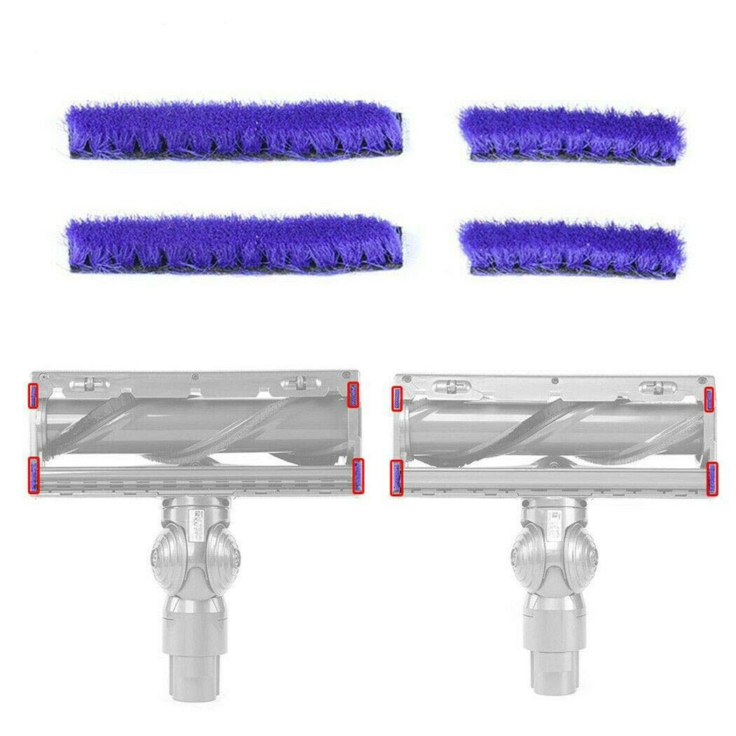 4Pcs Replacement Soft Fur Strips for Dyson V8 Vacuum Cleaner - Direct Drive Cleaner Head Accessories - Perfect for Pet Hair Removal and Deep Cleaning Carpets