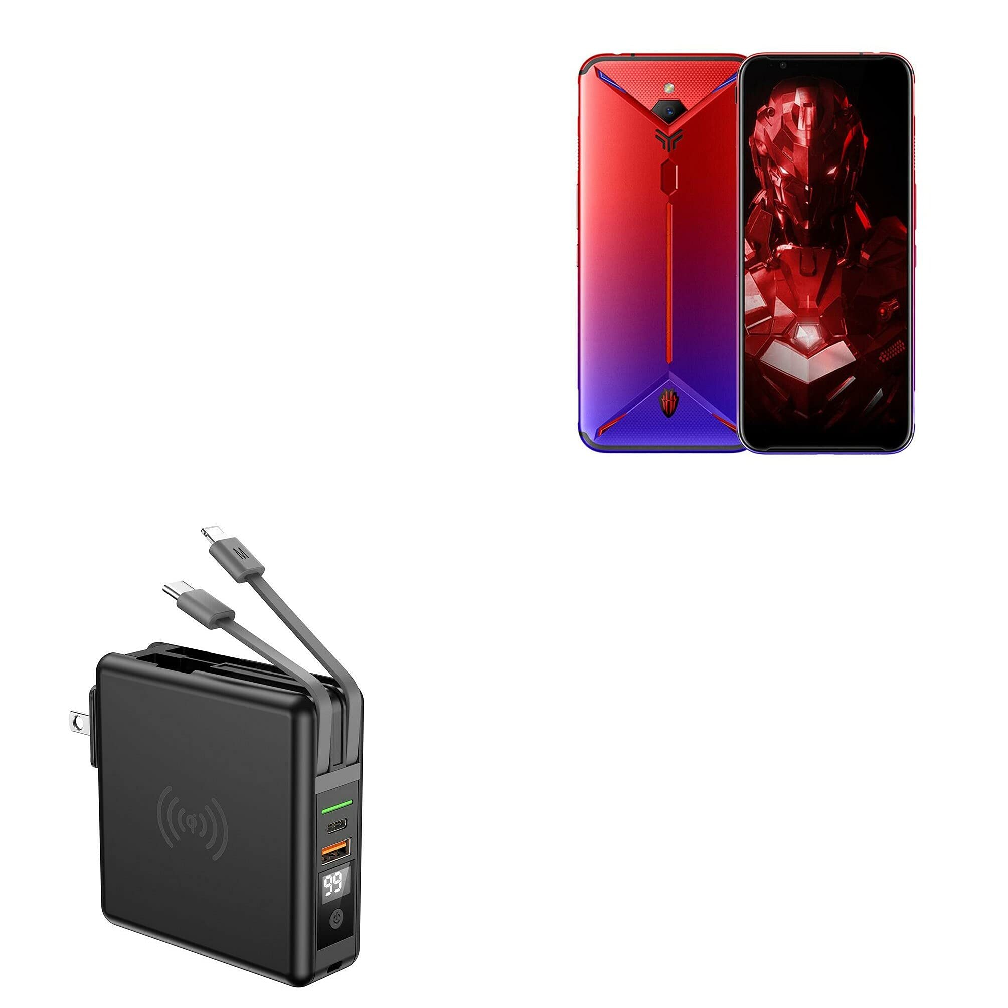 BoxWave 10000mAh Wireless Charger for Nubia Red Magic 5S - Fast Qi-Certified Wall Charger | Perfect for Gaming, Travel & Nightstand Charging