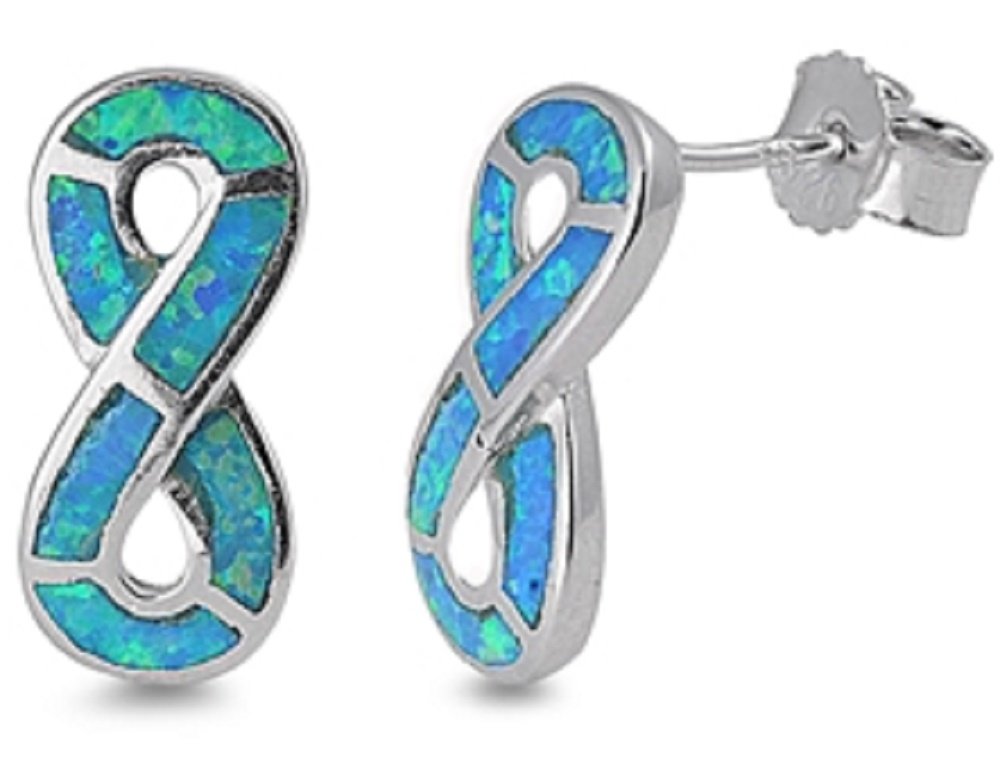 Sterling Silver Infinity Knot Stud Earrings with Lab Opal - Dainty & Elegant Jewelry for Women - Perfect for Everyday Wear, Gifts & Special Occasions