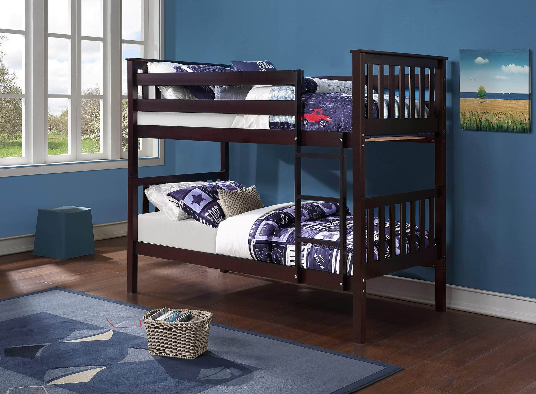 Tofino Twin Over Twin Wooden Bunk Bed - Solid Wood Construction, 3 Color Options (White, Natural, Espresso) - Perfect for Kids' Bedrooms, Vacation Homes & Space-Saving Solutions