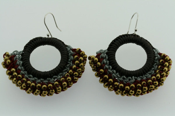 Stylish Brass Beaded Hoop Earrings in Red - Perfect for Parties, Weddings & Everyday Wear