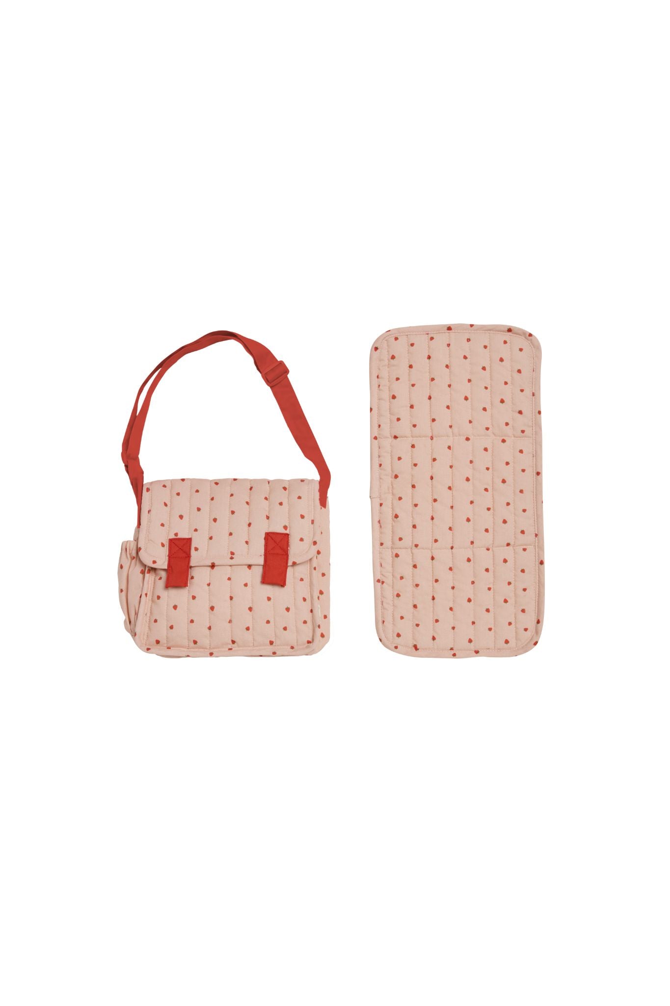 Carrie Convertible Baby Changing Bag Set - Stylish Strawberry Print Diaper Backpack for Moms | Perfect for Travel, Daycare & On-the-Go Parenting