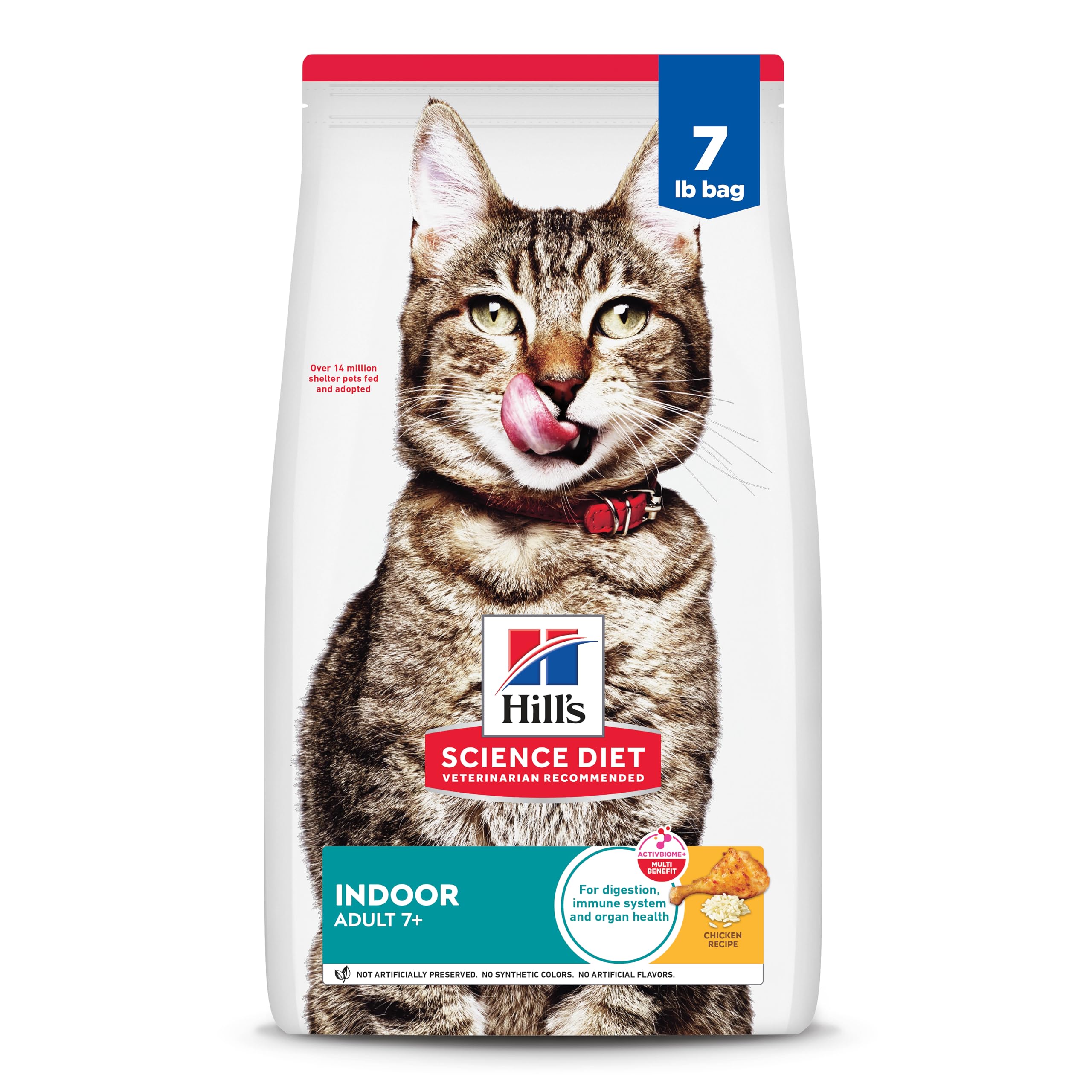 Hill's Science Diet Indoor Senior Adult 7+ Dry Cat Food - Chicken Recipe for Easy Litter Box Cleanup - 7 lb Bag - Perfect for Aging Indoor Cats with Sensitive Digestion