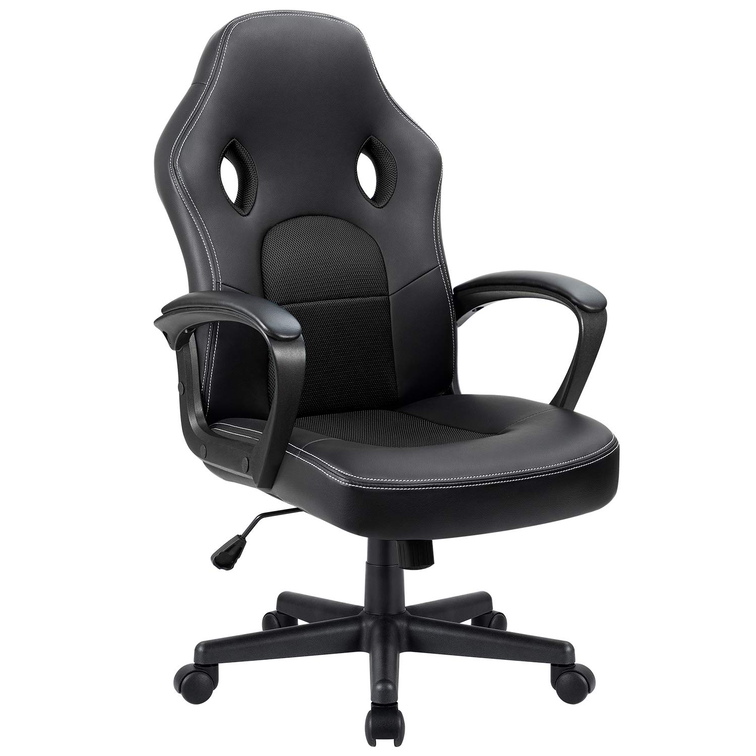 Furmax Ergonomic Gaming Chair - Adjustable Racing Style Office Chair with Lumbar Support & Armrests, PU Leather Computer Desk Chair for Home & Work (Black) - Perfect for Gaming, Working & Studying