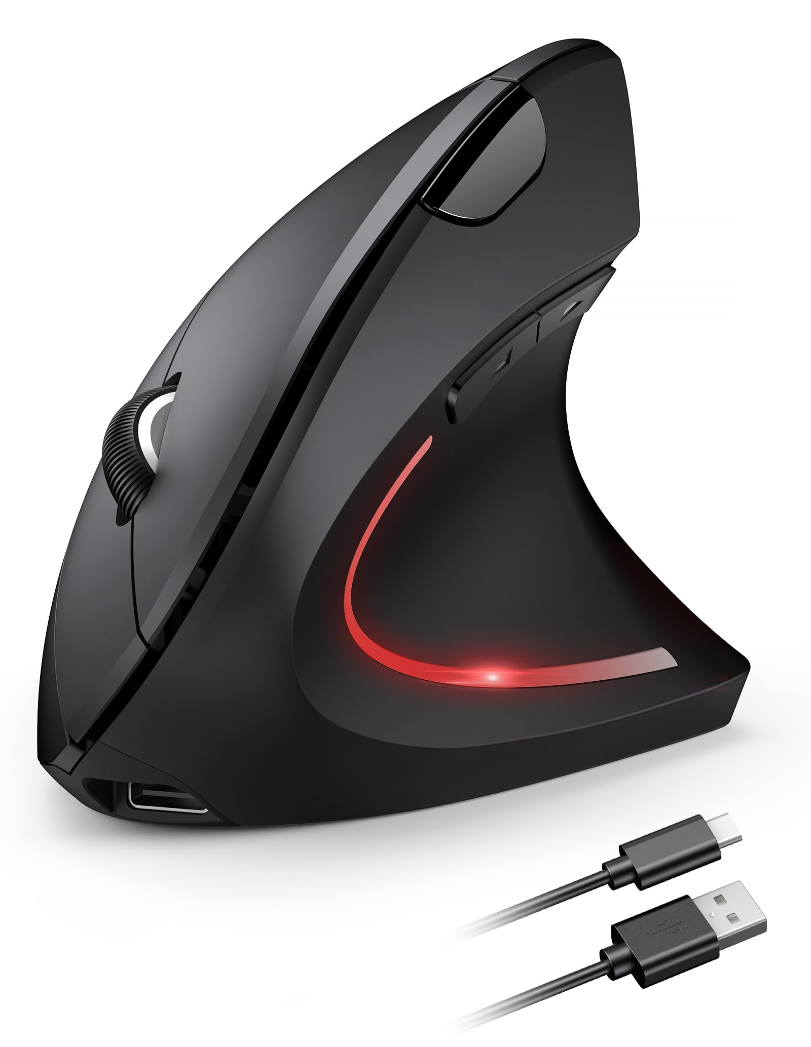 TECKNET Wireless Ergonomic Mouse - Rechargeable Vertical Mouse for Right Hand, Silent Click, 4800 DPI Adjustable, 2.4GHz USB for Laptop, Computer, MacBook & Desktop - Perfect for Office Work, Gaming & Reducing Carpal Tunnel Pain