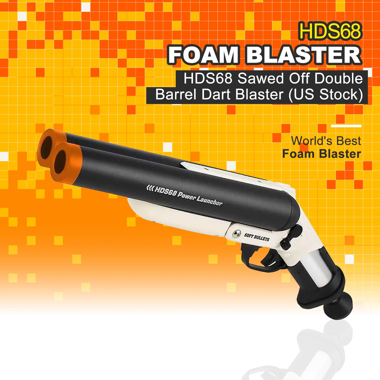 HDS68 Sawed Off Double Barrel Dart Blaster Toy Gun - Foam Dart Blaster for Nerf Battles - Fast US Shipping - Perfect for Outdoor Play, Nerf Wars & Backyard Games
