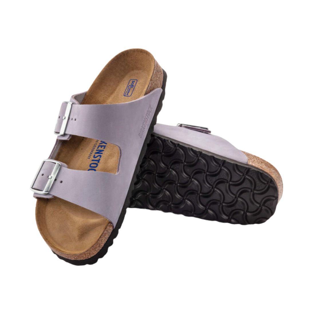 Women's Arizona Soft Footbed Sandals - Nubuck Leather in Purple Fog (Narrow Width) | Comfortable Summer Slides for Beach, Pool & Casual Outfits