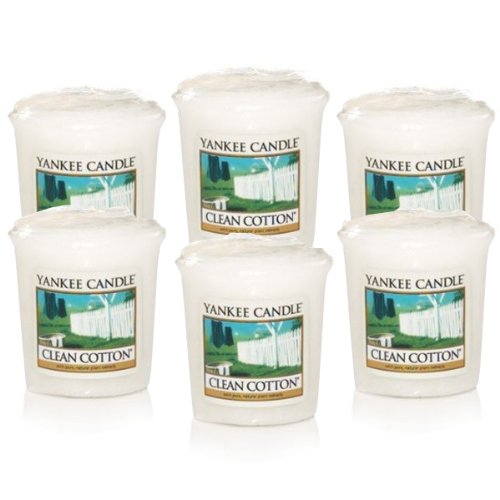 Yankee Candle Clean Cotton Scented Votive Candles - 6 Pack Set for Home Decor, Relaxation & Aromatherapy | Perfect for Living Room, Bedroom & Bathroom