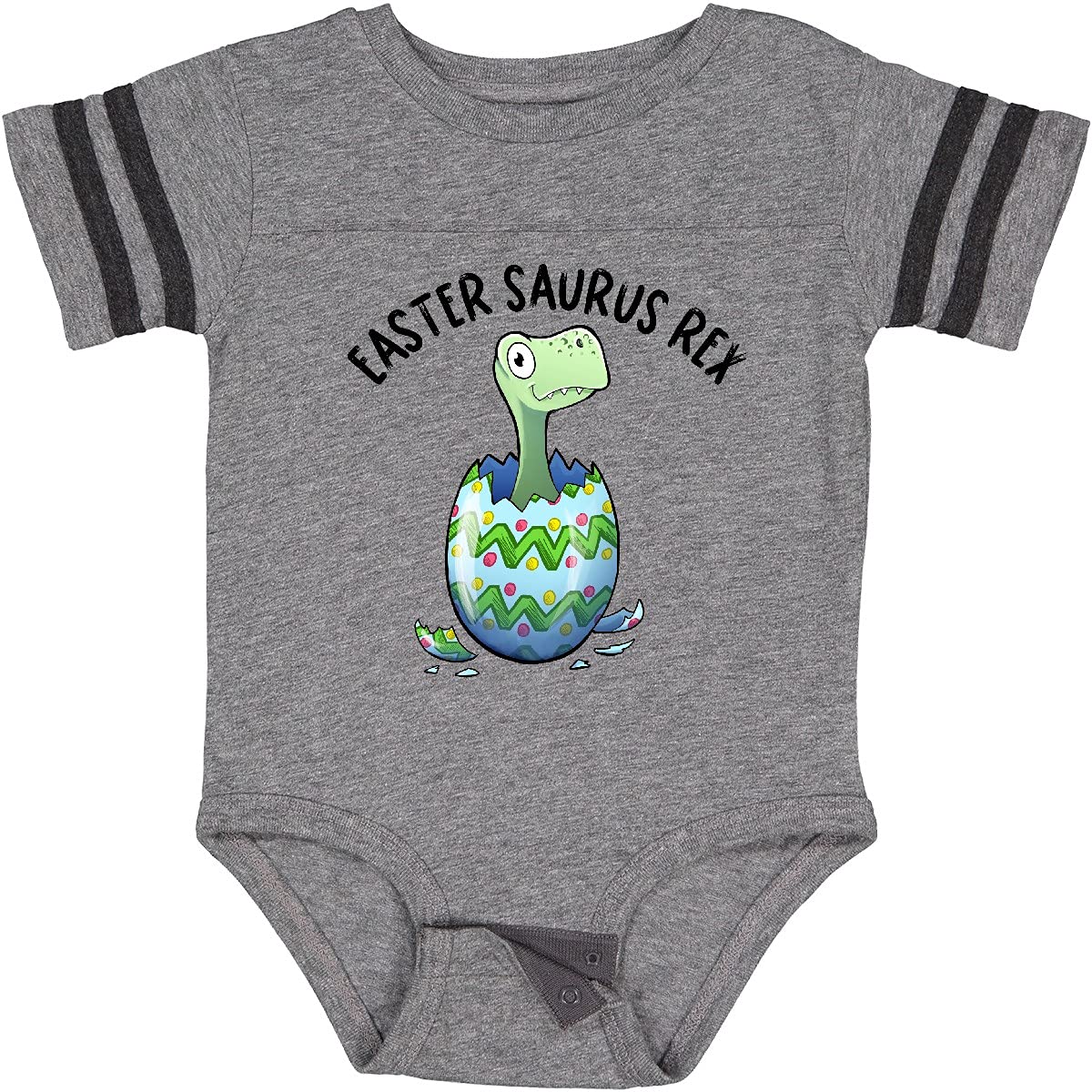 Inktastic Easter Saurus Rex Dinosaur Hatching Easter Egg Baby Bodysuit - Cute Dinosaur Themed Bodysuit for Infants & Toddlers - Perfect for Easter Outfits, Birthday Gifts & Baby Showers