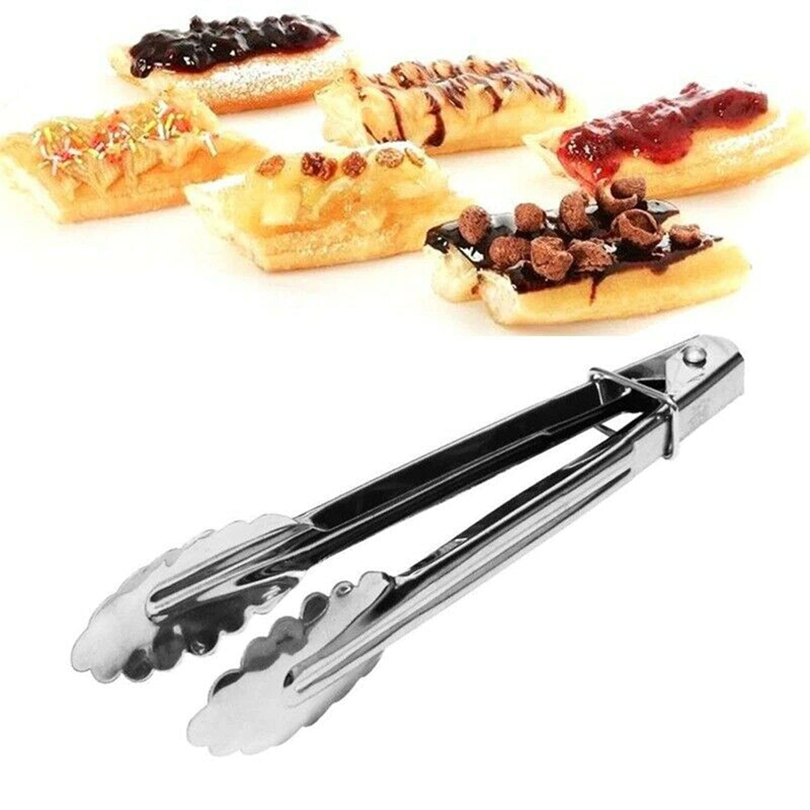 Stainless Steel BBQ Tongs for Cooking, Salad & Serving - Kitchen & Bar Utensil