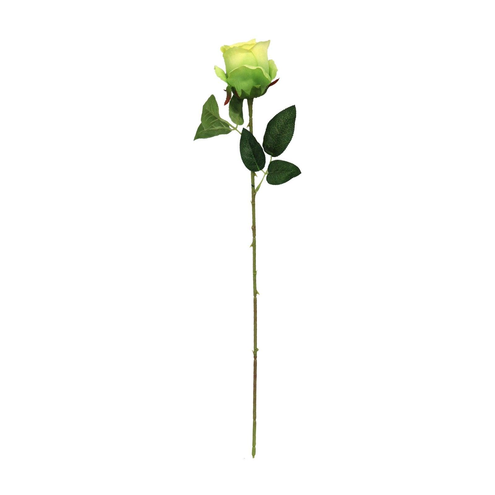 Artificial Green Rose Bud Flower Stems - 50cm Long Faux Roses for Home Decor, Wedding Bouquets, and DIY Floral Arrangements