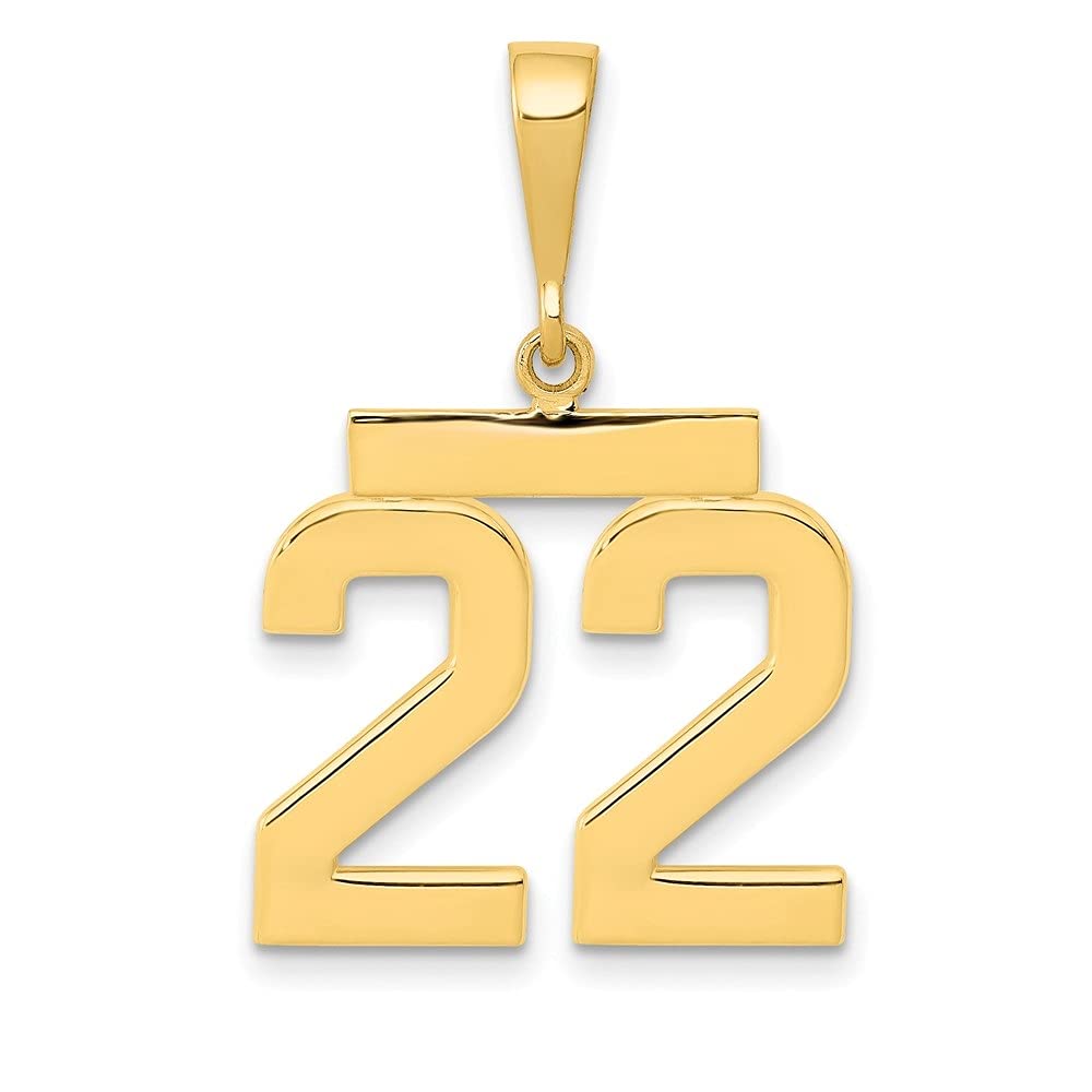 14K Yellow Gold Medium Polished Number & Initial Charm Pendant Necklace for Women - Elegant Personalized Jewelry Gift for Birthday, Anniversary & Everyday Wear