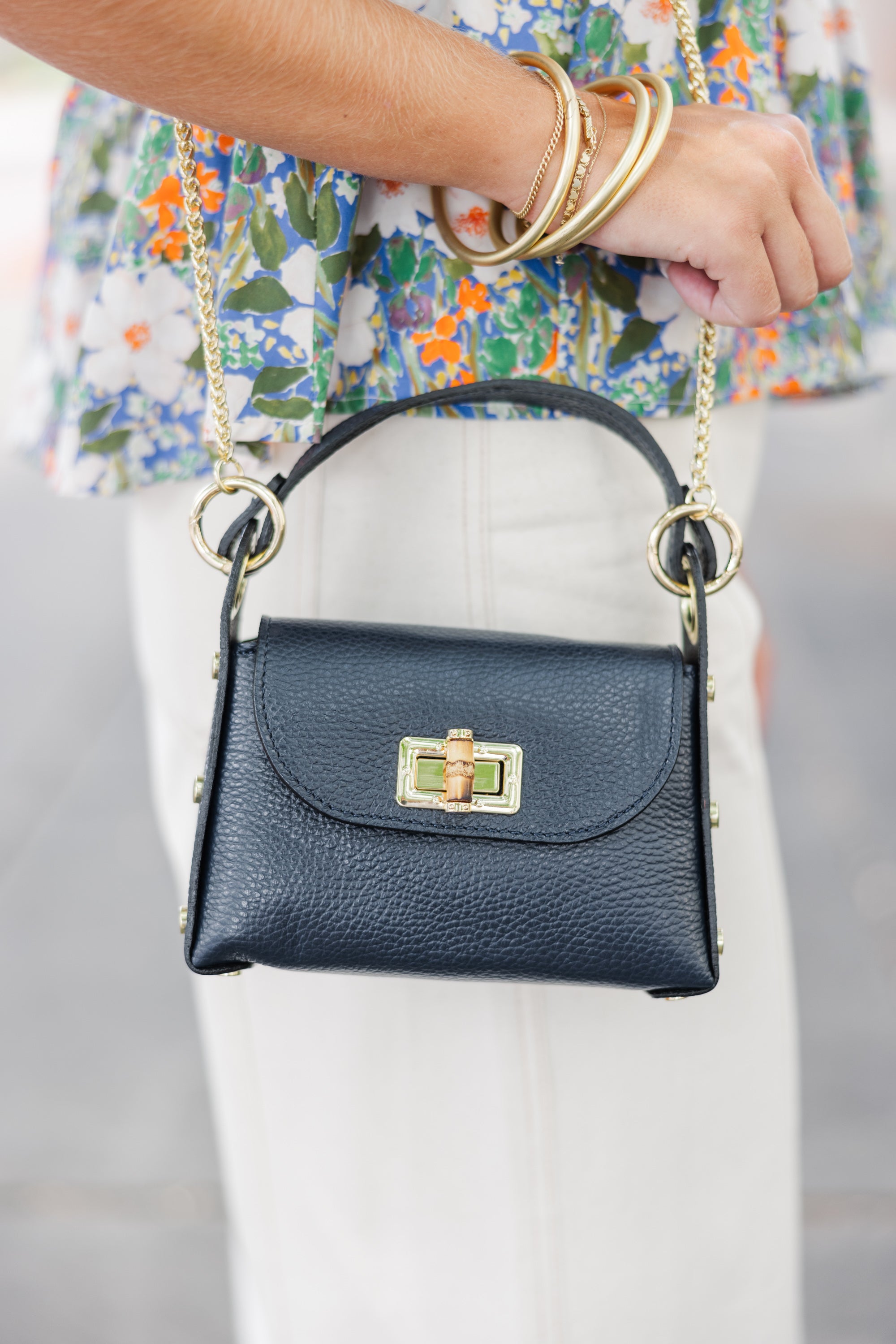 German Fuentes Navy Leather Purse for Women - Stylish Handbag with Adjustable Strap - Perfect for Work, Travel & Everyday Use