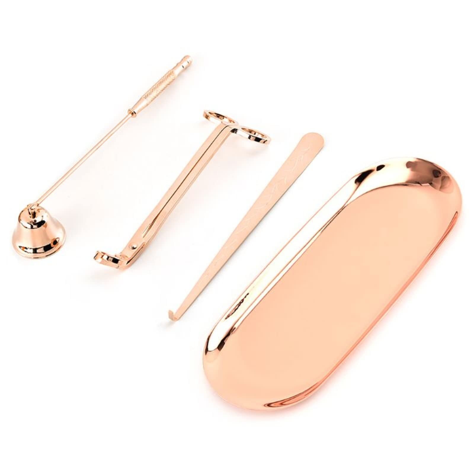 LOYE 4-Piece Candle Accessory Set - Wick Trimmer, Snuffer, Dipper & Tray Plate - Premium Candle Tools for Home Decor & Relaxation - Perfect for Romantic Dinners, Spa Nights & Meditation