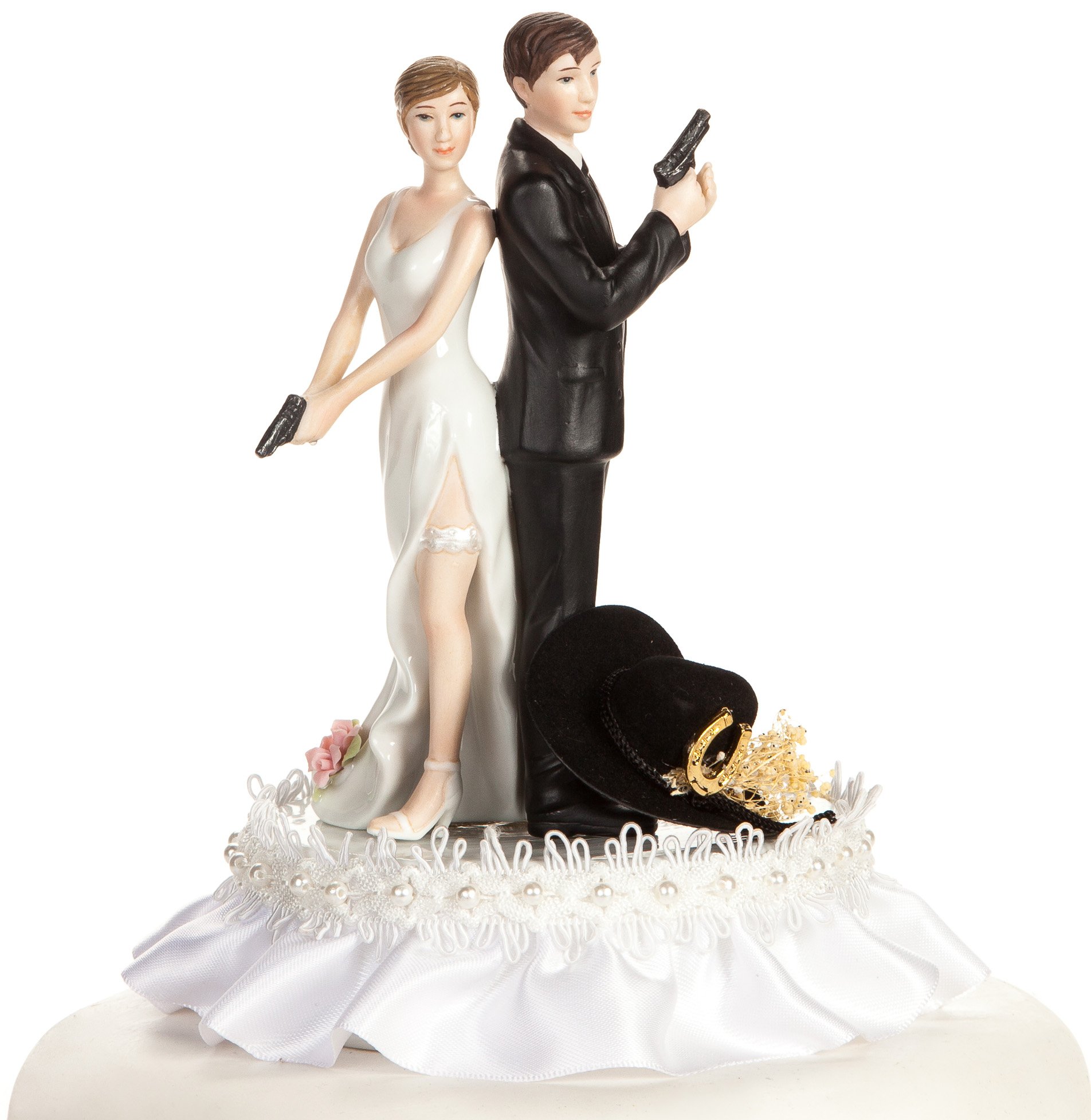 Western Cowboy Bride and Groom Wedding Cake Topper - Rustic Country Wedding Decor for Cowboy Theme, Western Style, Ranch, and Country Barn Weddings - Perfect for Anniversary, Engagement, and Bridal Shower Celebrations