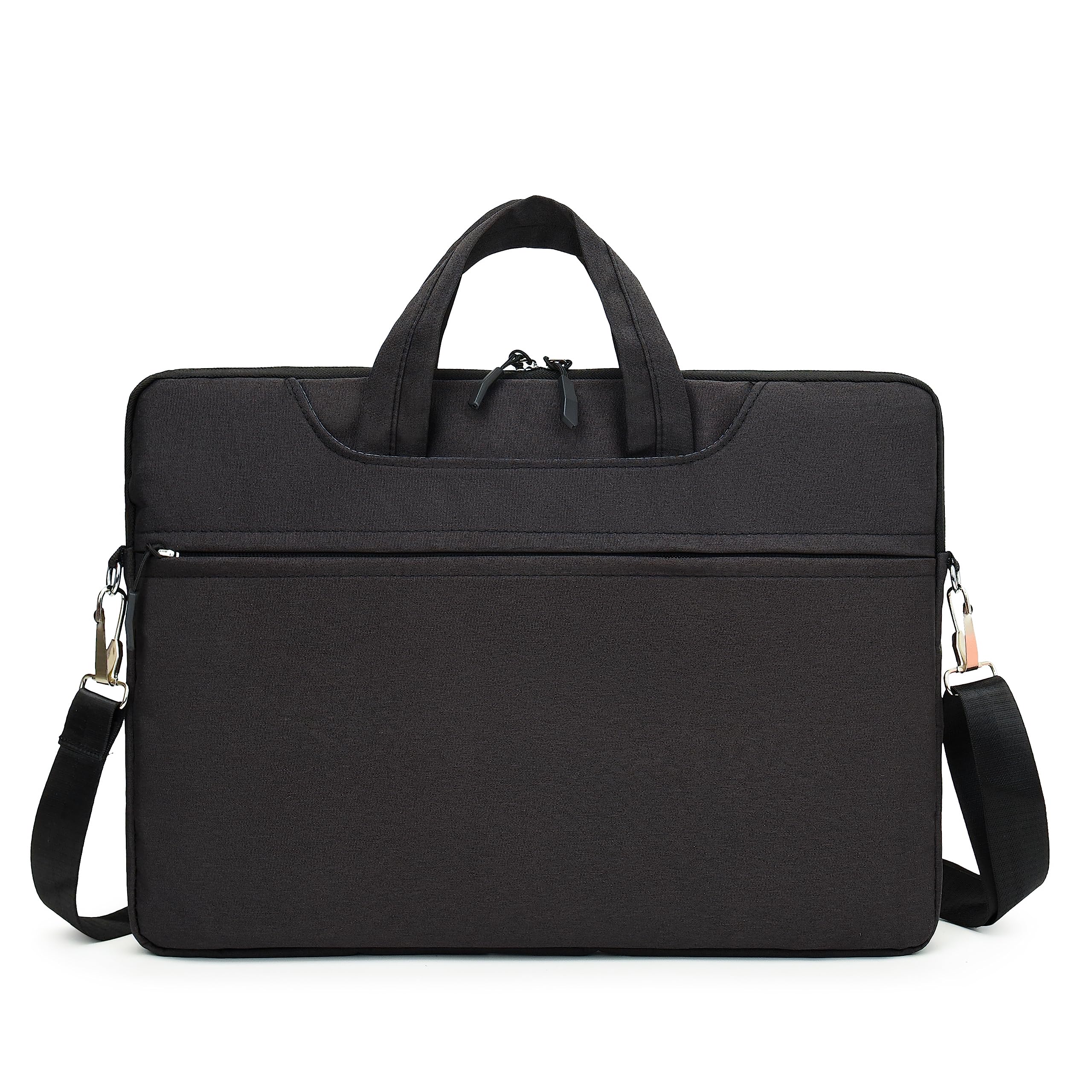 TANGBOLIBO 14-15 Inch Laptop Tablet Sleeve with Shoulder Strap, Water-Resistant Protective Case for MacBook Air Pro, iPad - Perfect for Work, School & Travel (Black)