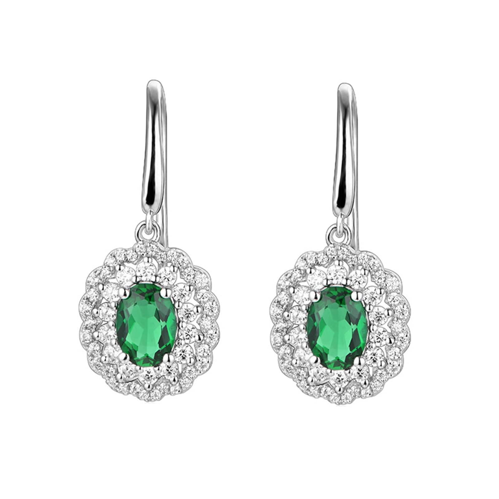 Gualiy Sterling Silver Sunflower Dangle Earrings for Women - Bridal Jewelry with Created Emerald | Perfect for Weddings, Parties & Special Occasions