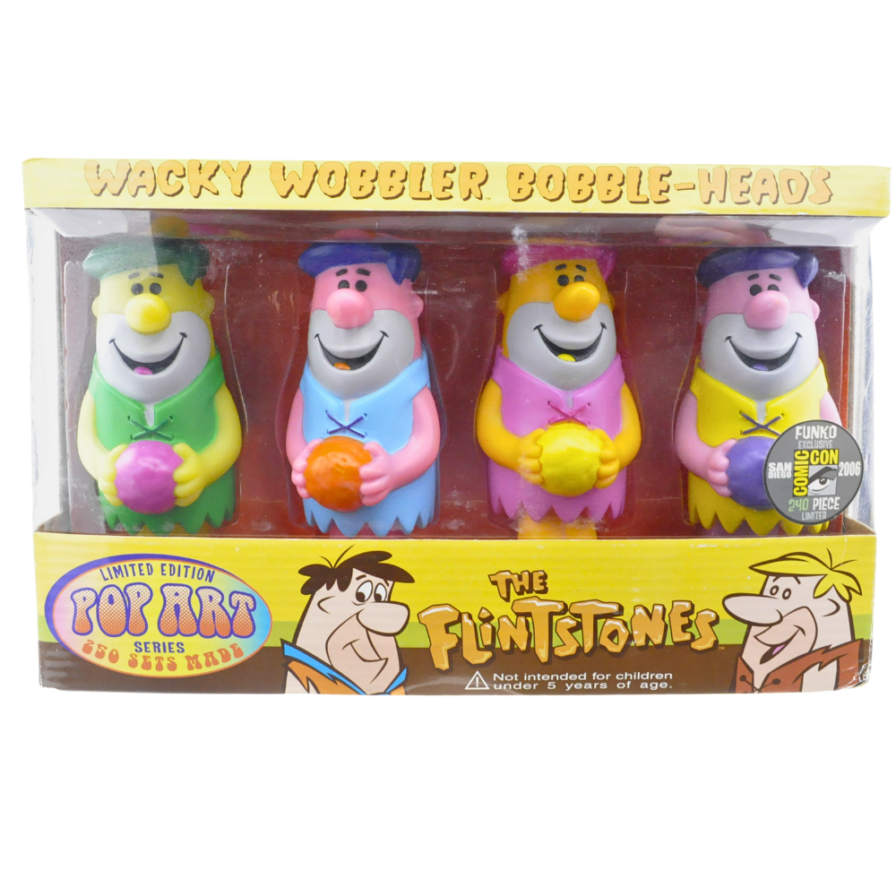Wacky Wobbler 4-Pack - Barney Rubble Pop Art Collectible Figures - 2006 SDCC Exclusive - Perfect for Comic Con Displays & Pop Culture Collections