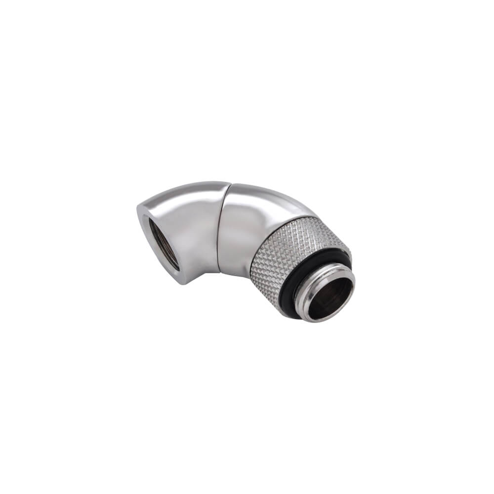Bitspower Dual Rotary 90 Degree Extender Fitting - Silver Shining | High-Quality PC Water Cooling Fitting for Custom Loop Systems | Perfect for Gaming Rigs and PC Modding