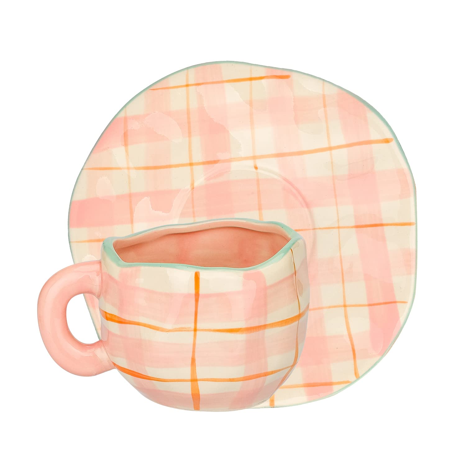 MDZF SWEET HOME 11oz Ceramic Coffee Mug Set with Saucer - Perfect for Office, Home & Gifts | Ideal for Morning Coffee, Tea Breaks & Cozy Moments