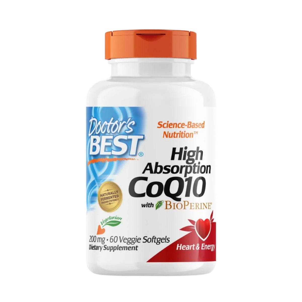 Doctor's Best High Absorption CoQ10 200mg with BioPerine - 60 Vegetarian Softgels for Heart Health & Energy Support - Perfect for Adults Seeking Cardiovascular Wellness & Antioxidant Benefits