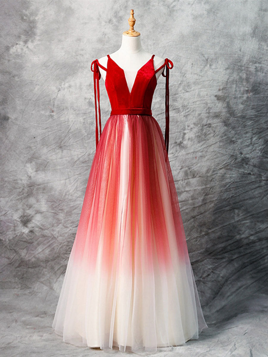 Elegant A-Line Red Velvet Tulle Long Prom Dress for Women | Formal Evening Gown | Perfect for Homecoming, Ball, Wedding & Special Occasions