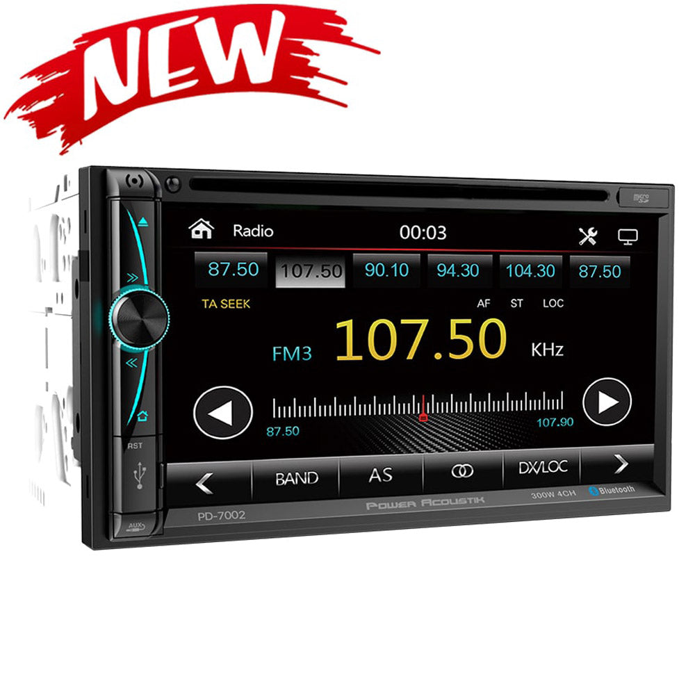 Power Acoustik PD7002 7 Inch Car DVD Player with Touchscreen Display - In-Dash Multimedia Receiver for GPS Navigation, Bluetooth, and Backup Camera | Perfect for Trucks, SUVs, and Custom Car Audio Systems