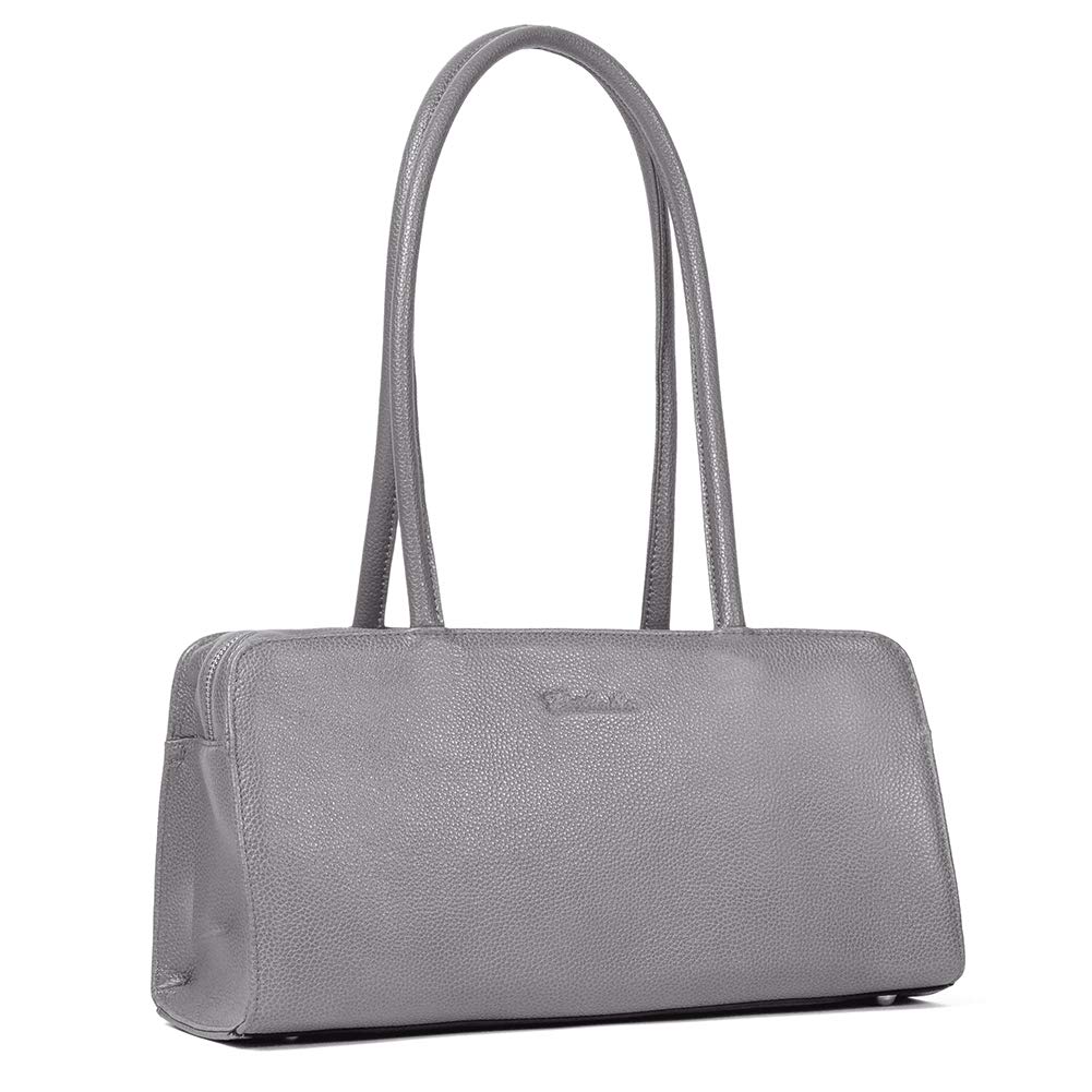 BOSTANTEN Genuine Soft Leather Women's Designer Handbag - Top Handle Satchel Shoulder Bag in Grey for Work, Travel & Everyday Use
