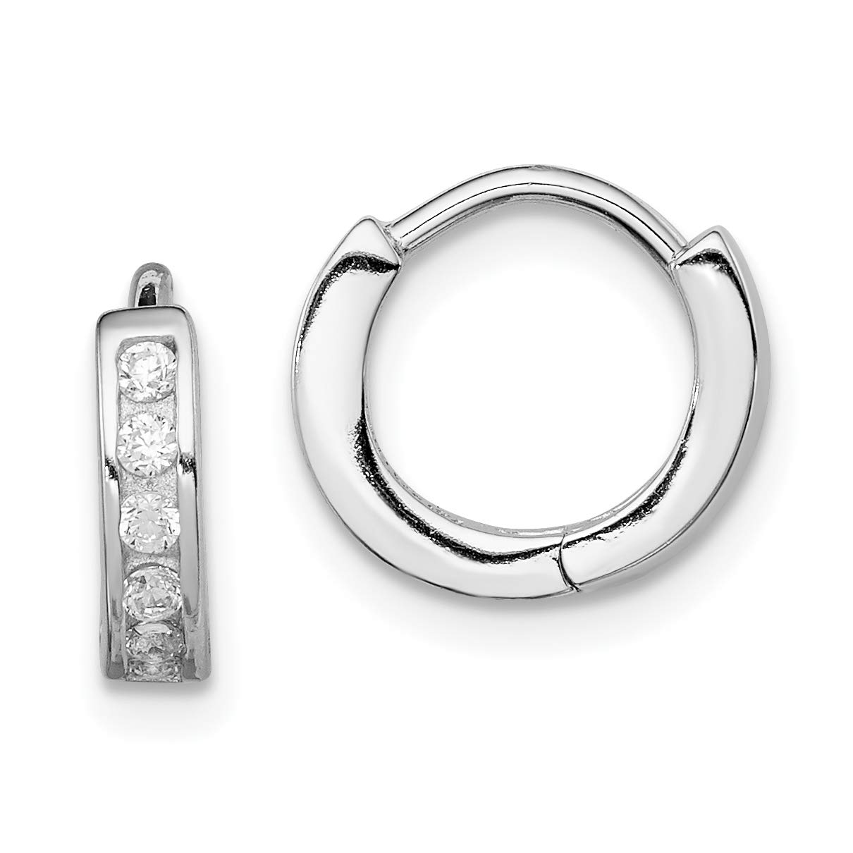 Sterling Silver Rhodium-Plated Cubic Zirconia Hinged Hoop Earrings for Women - Elegant & Hypoallergenic Jewelry Gift for Parties, Weddings & Everyday Wear