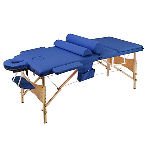 3-Section Folding Portable Massage Table Set - 60cm Wide Blue - Professional Spa, Home Massage & Physical Therapy Use
