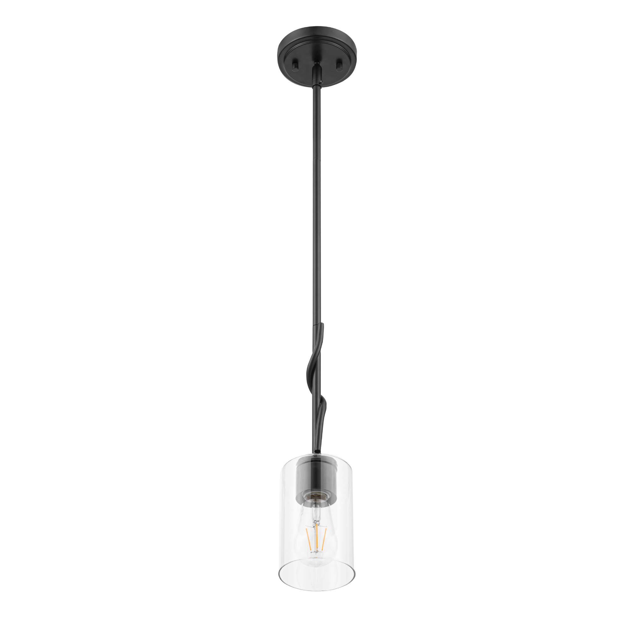 1 Light Lantier Mini Pendant Light Fixture - Matte Black Finish with Clear Glass Shade - Perfect for Kitchen Island, Dining Room, or Entryway Lighting