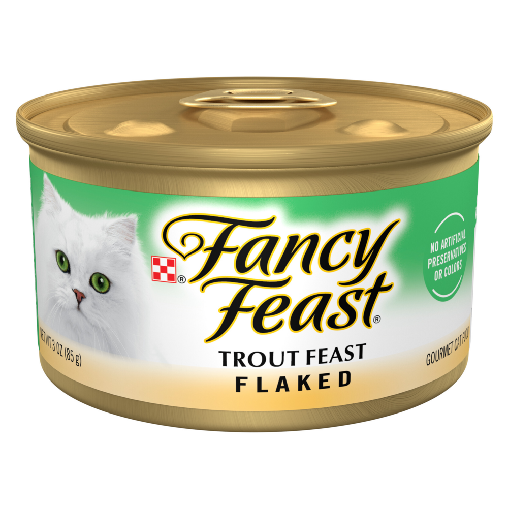 Fancy Feast Flaked Trout Canned Cat Food - Grain Free Wet Cat Food for Adult & Senior Cats - High Protein Natural Cat Food for Indoor & Outdoor Cats - Perfect for Mealtime & Special Treats