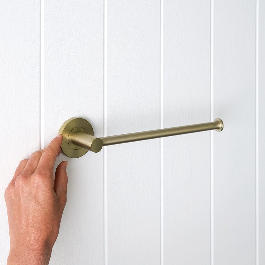 Brushed Nickel Hand Towel Holder for Bathroom - Warm & Stylish Towel Rack for Kitchen, Spa or Home Decor