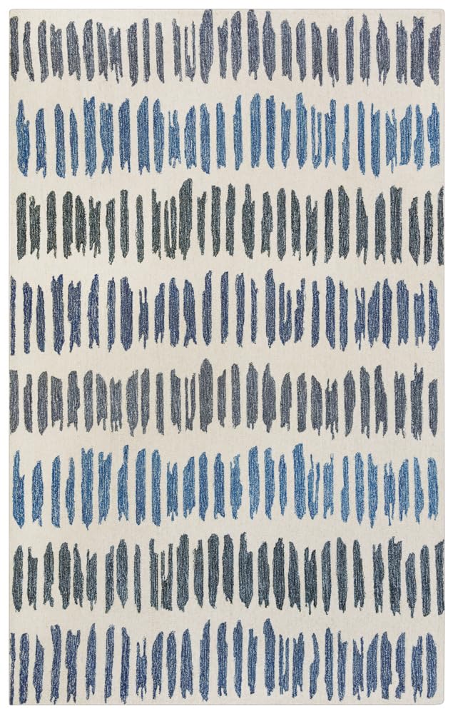Rizzy Rugs Tetra Area Rug TET109 Ivory Blue Scratches Design - 7'9