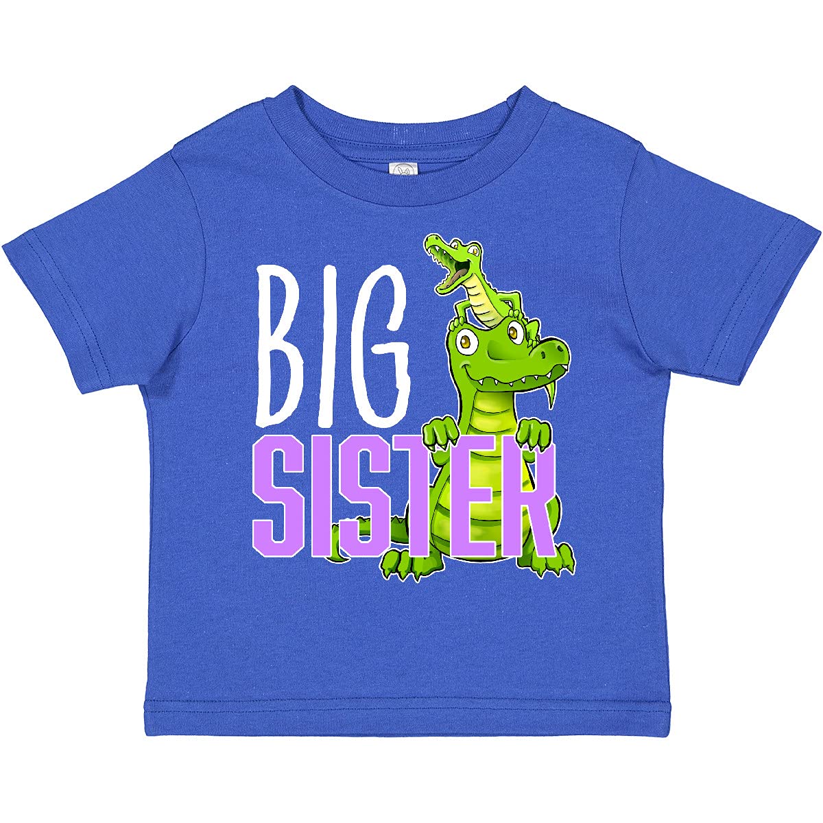 Inktastic Big Sister with Cute Alligators Toddler T-Shirt - Adorable Cotton Tee for Toddler Girls - Perfect for Sibling Matching Outfits, Family Photos & Playdates