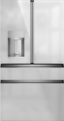 (Open Box) GE Cafe CXE22DM5PS5 22.3 cu. ft. Smart 4-Door French Door Refrigerator in Platinum Glass - Energy Efficient Kitchen Appliance for Modern Homes