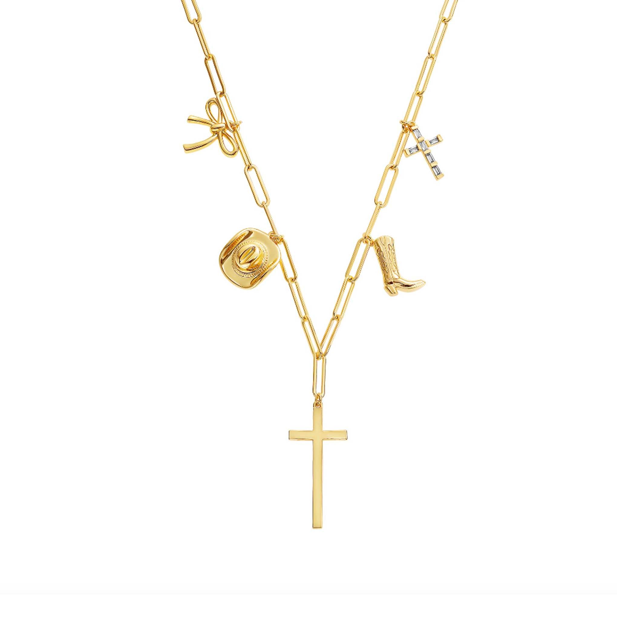 Laura Cross Charm Necklace for Women - Elegant Religious Jewelry Gift for Christmas, Baptism & Everyday Wear - Sterling Silver Pendant with 18