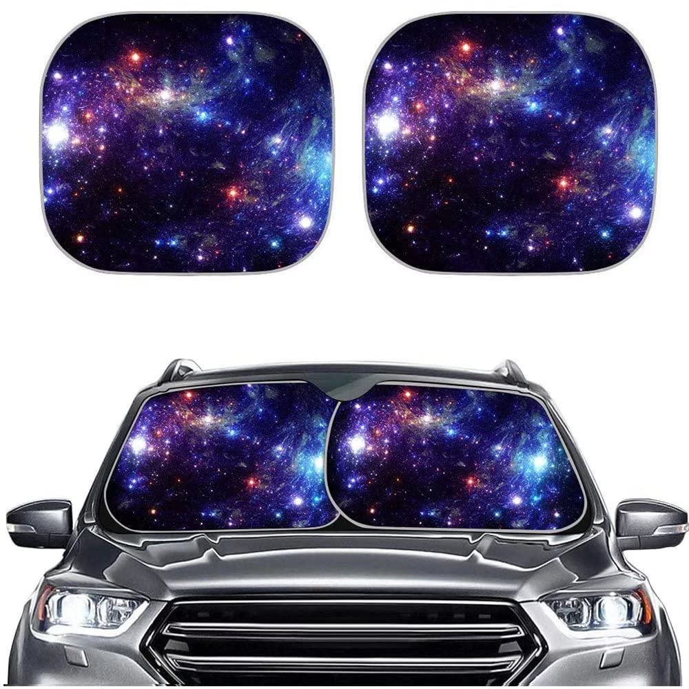 **Doojoayie Galaxy Windshield Sun Shade – 2-Pack Car Sunshade for Windshield, Starry Sky Design Sun Visor & Heat Protector – Perfect for Summer Parking & Interior Decoration**