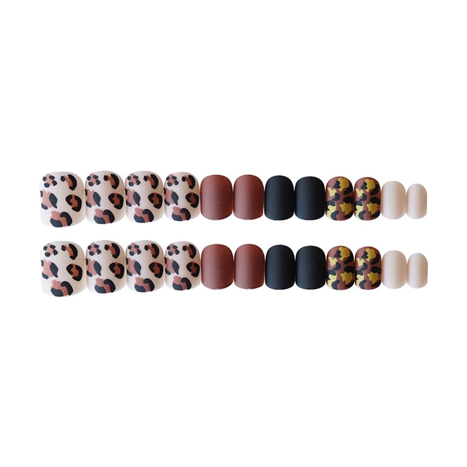 24pcs Short False Nails - Leopard Print Matte Manicure Set | Removable Press On Nails for New Year & Parties | DIY Nail Art Design for Women & Girls