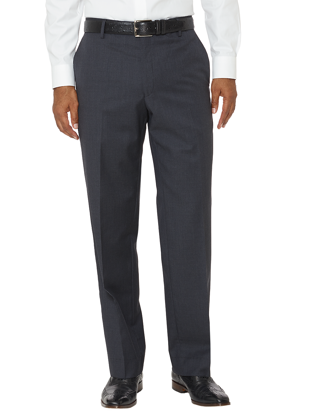 Tailored Fit Wool Gabardine Flat Front Dress Pants for Men - Charcoal Gray - Perfect for Business, Office & Formal Occasions