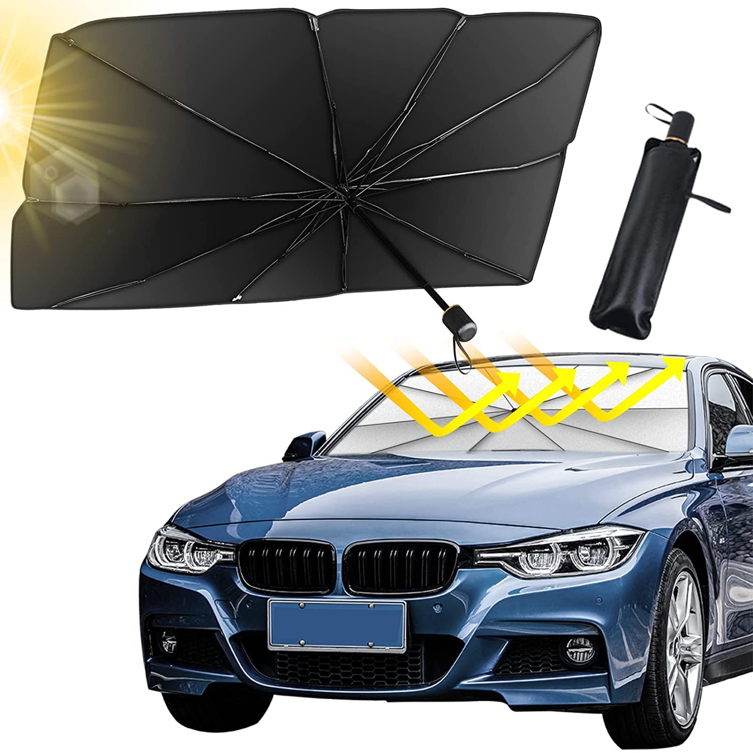 Foldable Car Windshield Sun Shade - Large UV & Heat Protector for Parking