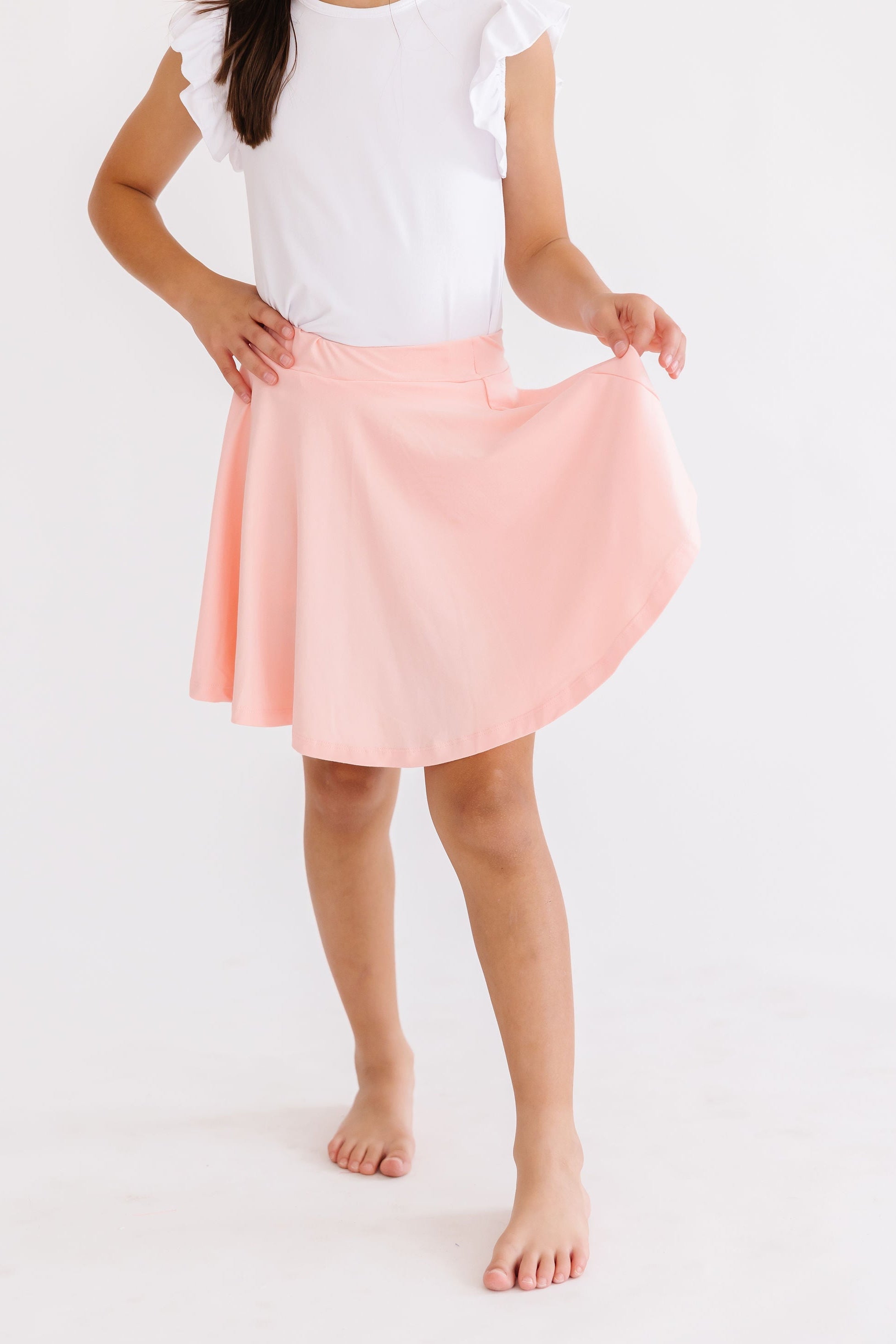 Peach Twirl Skort for Women - Soft Stretchy Tennis Skirt with Built-in Shorts - Perfect for Running, Yoga, and Casual Wear
