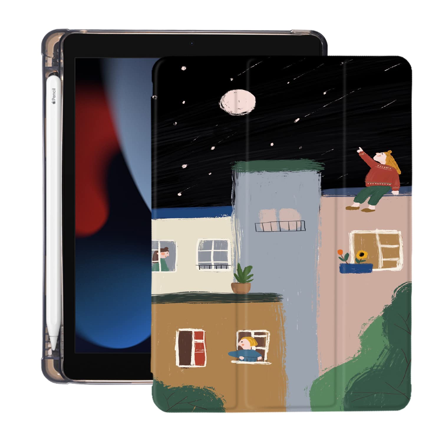 Premium Leather iPad Air 5/Air 4 Case with Pencil Holder - Auto Sleep/Wake Function & Clear TPU Back Cover for 10.9-inch iPad (2020/2022 Models) - Perfect for Artists, Students & Professionals On-The-Go