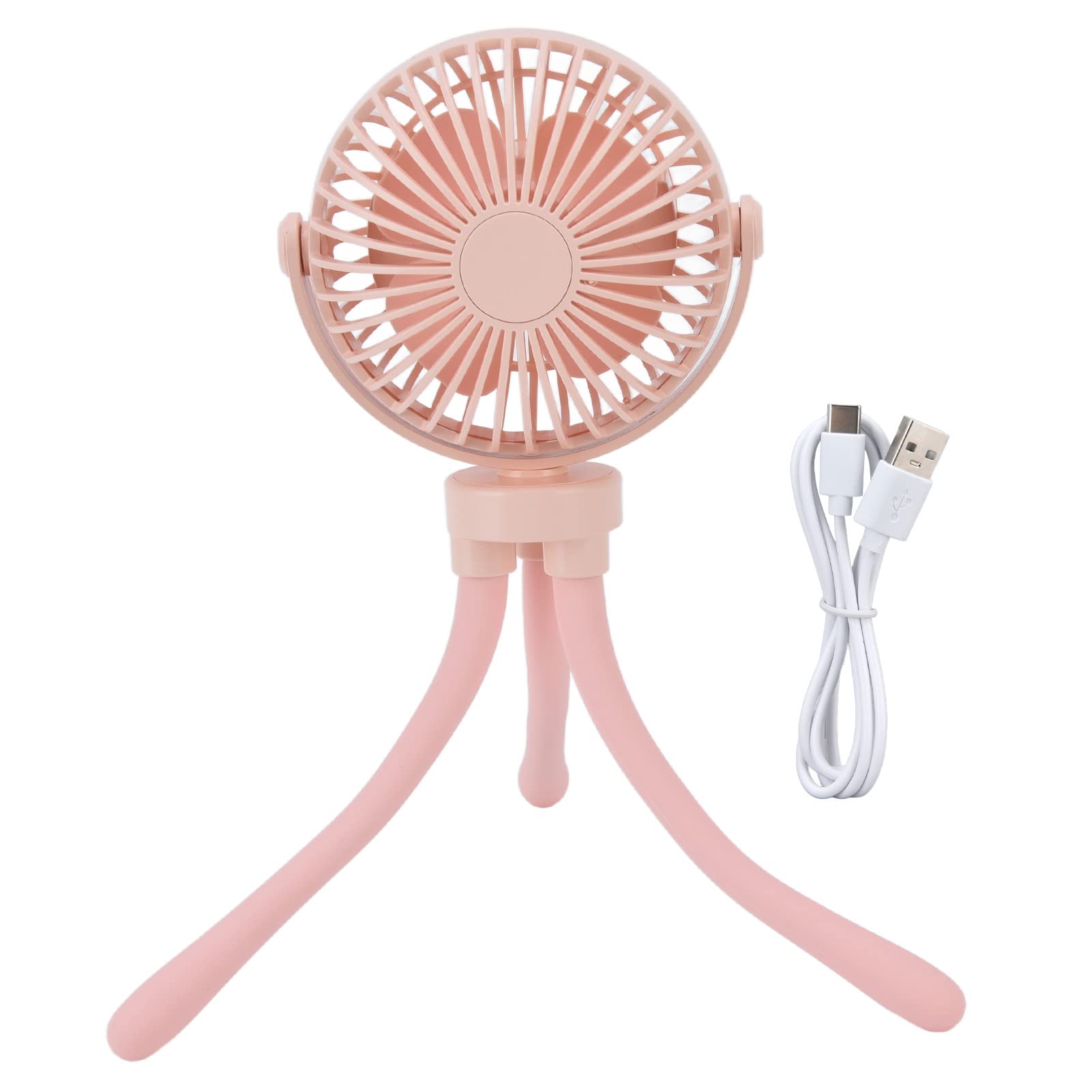 Haofy Universal Baby Stroller Fan - 3 Speed Adjustable USB Rechargeable Portable Fan (2500-4400 RPM) for Car Seat, Crib, Bike, Treadmill - Pink | Perfect for Outdoor Activities, Travel & Nursery Comfort