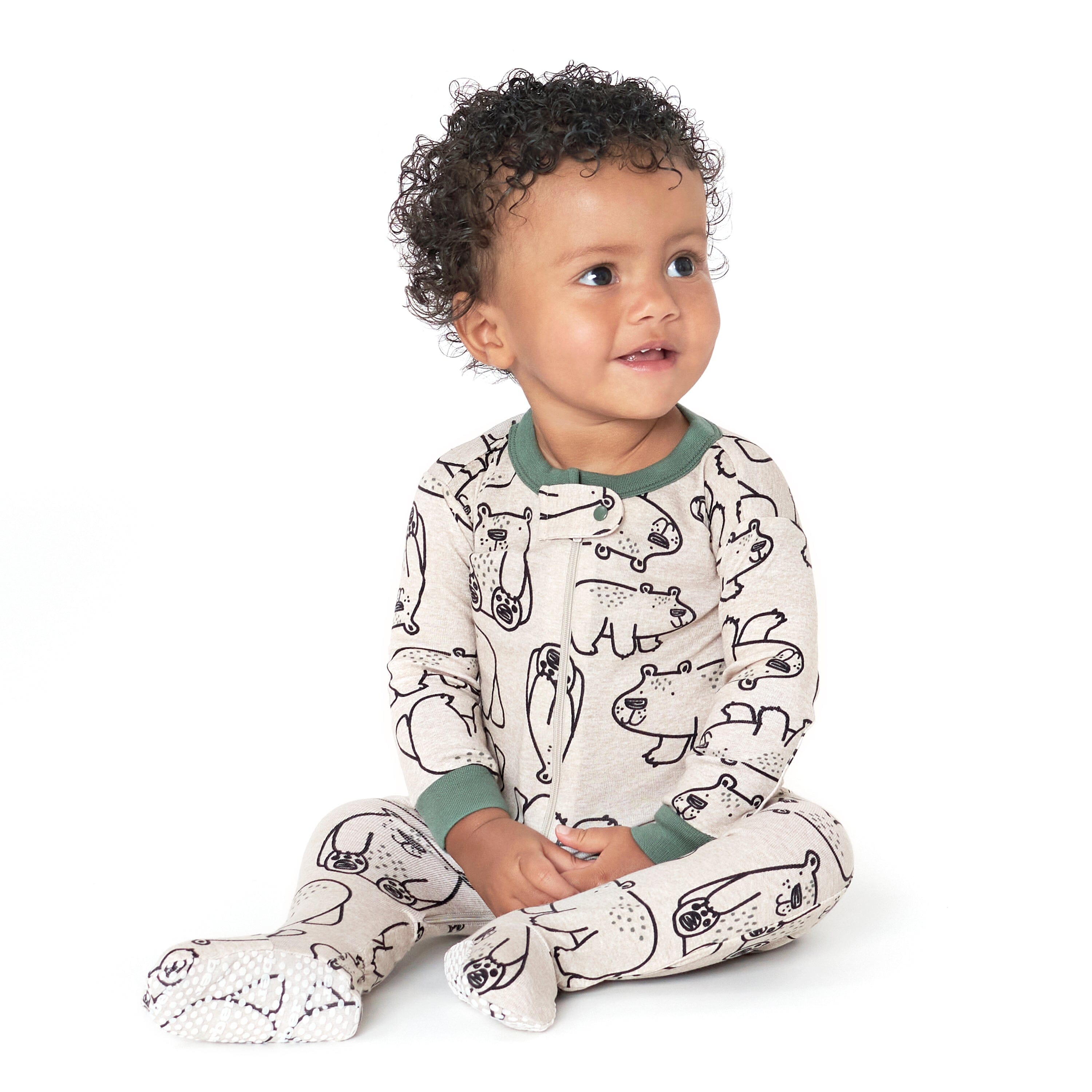 4 Pack Baby & Toddler Boys' Cotton Footed Pajamas - Cute Bears & Construction Trucks Print - Snug Fit Sleepwear for Playtime & Bedtime